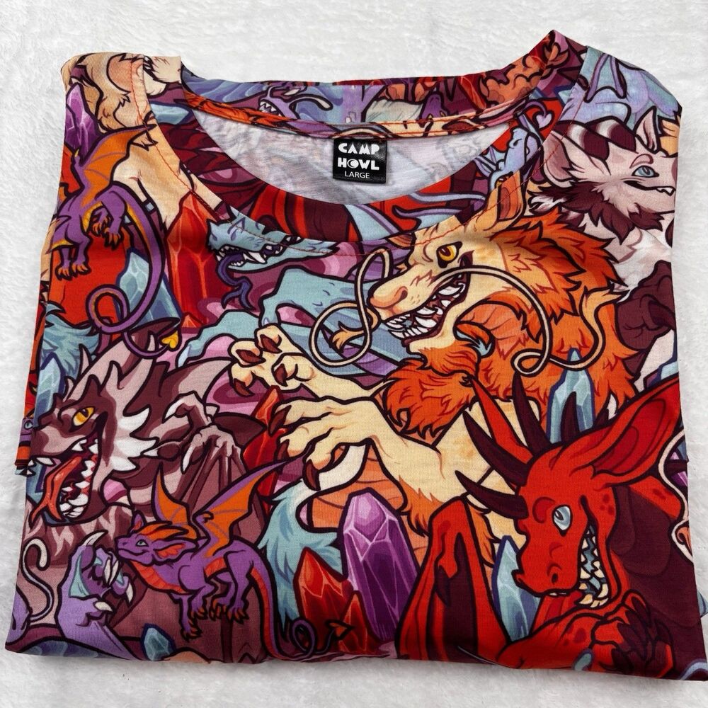 Camp Howl Dragon AOP All Over Print Shirt - Retired Design - Rare Furry Art - Picture 11 of 11
